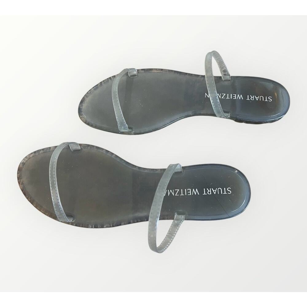 Stuart Weitzman Jelly Sandals US 11B / EU 41.5 Clear Gray Slip On Flat Women’s - Picture 3 of 9